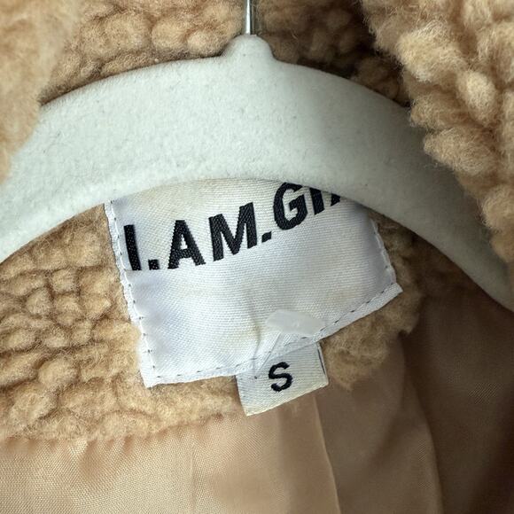 I am Gia Teddy Coat Oversized Sherpa Jacket In Camel Small - Picture 10 of 13